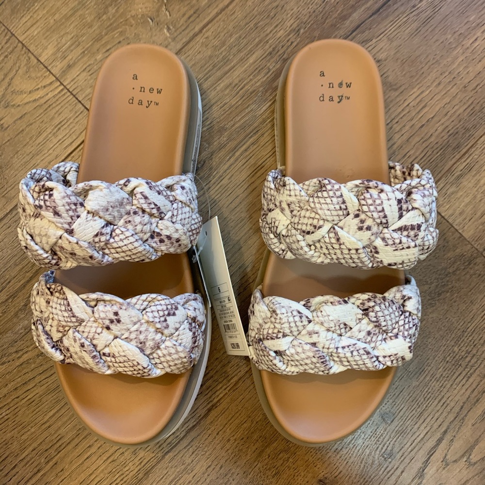 A new day Snakeskin Braided Sandals